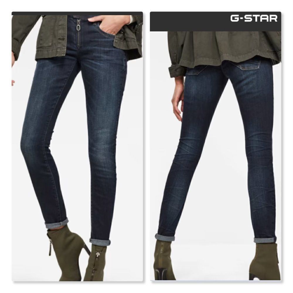 G-Star Raw Lynn Zipper Mid Waist Skinny Jeans size 23/30